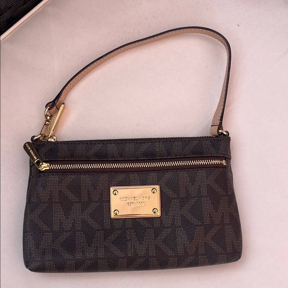 Michael Kors Dark Brown Wristlet with Gold Accents - Picture 1 of 5